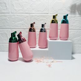 60ml Pink Conical mousse Foam Bottle Arc bottom PET Plastic Travel Size Soap Foamer Bottles with gold silver rose-gold pump