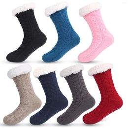 Sports Socks Winter Autumn Plus Velvet Thicken Slipper Sleep Non-slip Home Floor Frilly Fuzzy Harajuku Cute Christmas Gifts Solid