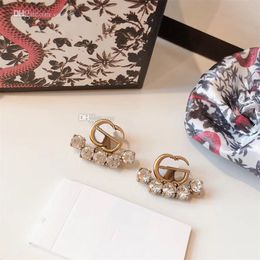 Designer Double G Earring Pearl Crystal Stud Tassel Earrings Women Internet Celebrity Studs Earing Female Jewelry Fashion jewellery ghjhhkk