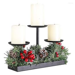 Candle Holders Christmas Decor Holder Pine Cones And Red Berry Table Centrepiece Festive Decorations For Dinning