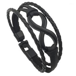 Drop 2020 Black Plated Infinity Bracelets Hand tran￧ado 8 Word Charms Bracelets Bulbocas de corda de couro Bulbochelet XY170211250Q