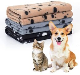 Fast ship Dog Blanket Cat Super Soft Kennel Puppy Blanket with Paw Print carpet Washable Premium Warm for Small Medium Dogs Kitten mats