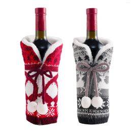 Christmas Decorations 1PCS Sweater Wine Bottle Cover Xmas Party Collar And Button Coat Design Dress Sets