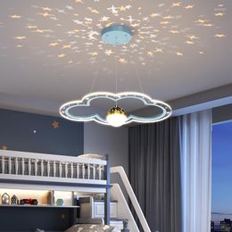 Pendant Lamps Modern Led Chandelier Kid'S Room Lights Bedroom Decor Hanging Lamp Star Moon Cloud Lampshade Home Ceiling