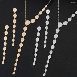 Necklace Earrings Set GODKI Luxury Earring Sets Jewellery For Women Wedding Waterdrop Cubic Zirconia Pave Dubai Spring 2022