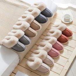 Slippers Winter Men Women Plush Warm Home Flat Deerskin Fluffy Cotton Non-Slip Soft Couple Comfortable Light Indoor Shoes