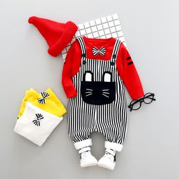 Winter Boys Clothing Sets Baby Girls Warm Plush Sweater Overalls Infant Outfits Kids Clothes Children Sportswear