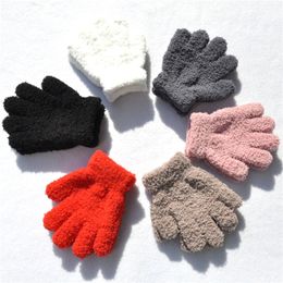 Warmom Coral Fleece Thicken Kids Gloves Winter Keep Warm Children Baby Plush Furry Full Finger Mittens Soft Gloves 3 Sizes FOR 3-6Y 5-11Y >13Y