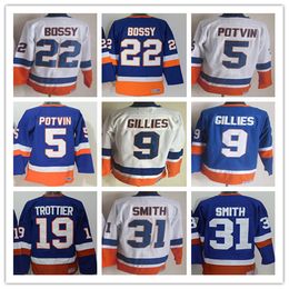 Men Vintage Classic New NY York Hockey Jerseys 22 Mike Bossy 5 Denis Potvin 9 Clark Gillies 19 Bryan Trottier 31 Billy Smith 32 Steve Thomas 16 Pat Lafontaine Stitched