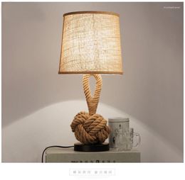 Table Lamps American Rope Vintage Industrial For Living Room Led Bed Lamp Bedside Light Tafellamp Bedroom MING