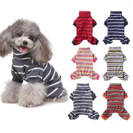 Dog Apparel Striped Tracksuit Pet Clothes Winter Warm Bathrobe Jumpsuits Rompers Pajamas Hoodies Clothing For Dogs Cat Puppy