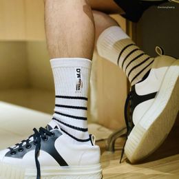 Men's Socks Men Calcetines Hombre Basketball Stripe Sweat Middle Tube Meias Masculina Crew Street Casual Sport Fashion