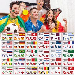 2022 Flag Temporary Tattoo Stickers Waterproof Sports Activities Soccer Fans Face Fake Tattoo Party Decoration Body Strong FY2550 P1028