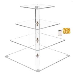 Bakeware Tools 4 Tier Acrylic Wedding Cake Stand Crystal Cup Shelf Holder Cupcake Stands Decoration Dessert Plate Party Display Birth U3q0