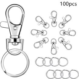 Keychains 100Pcs Keychain Hooks With Key Rings Clip Hook Ring For Lanyard Jewelry Making DIY Craft Findings DropShip