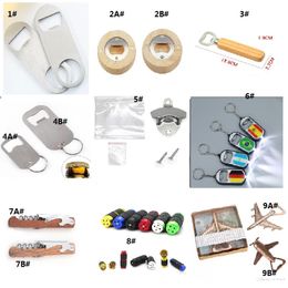 Stainless steel Wall Mounted Bottle Opener Creative openers Beer bottles opener screws Aeroplane Openers N2O Flat Speed Bottle Cap Wooden Handle Blank DIY World Cup