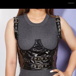 Belts Deep-fried Street Punk Style Dark Girl Wrapped Chest And Waist With Fishbone Steel Ring Slim-fitting Strap-style Girdle