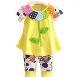 Clothing Sets 2022 Kids Baby Girl Set Bowknot Summer Floral T-shirts Tops And Pants Leggings 2pcs Cute Children Outfits Girls Set1-5Y