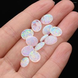 Beads 1pcs White Fire Opal Loose Stones Oval Shape Base Cabochon Created For Jewellery Making DIY Pendant Accessories