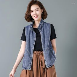 Women's Vests Streetwear Sleeveless Plus Size Short Cowboy Vest Casual Jacket Women 2022 Denim Gilet Jean Waistcoat