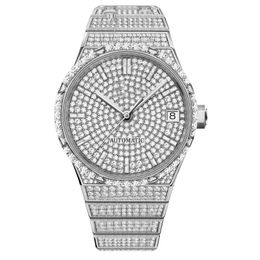 Fully drilled men's watch automatic mechanical watch 41mm diamond-encrusted fine steel bracelet fashion business Montre de Luxe 2022NEW