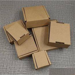 Gift Wrap 50Pcs Thick Carton Box Kraft Paper Small Gift Packaging Natural Brown Cardboard Jewellery Blank Corrugated 220427 Drop Deliv Dhhit