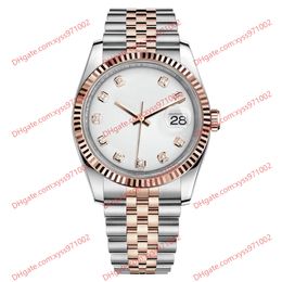 High-quality watch 2813 automatic men's watch 116231 36mm white diamonds dial 18k rose gold stainless steel wristwatch sapphire glass 116203 pink women's watches