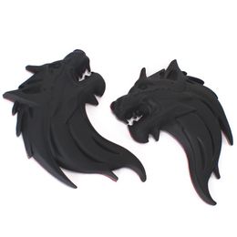 Pair 3D Quality Metal Wolf Head Badge Decals CAR Motorcycle Stickers