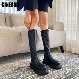 Boots Platform 2022 Punk Women Knee High Motorcycle New Ladies Fashion Street Style Shoes Female Chunky Design Brand Y2210