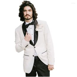 Men's Suits Handsome Men's White Blazer With Black Pants Classic Shawl Lapel Jacket Groom Custom Dress Man Suit Costume Homme Terno