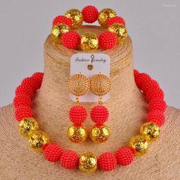 Necklace Earrings Set Simulated Pearl Europe And America African Red Beads Jewellery ZZ03