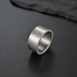 Cluster Rings 10mm Simple Inner Outer Flat Matte Brushed Ring Men Women Punk Hip Hop Steel Black Gold Stainless Steel Bracelet Jew255p
