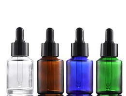 Glass Dropper Bottle 30ml Luxury Serum Bottles Oblique Shoulder with Black Cap for Essential Oil