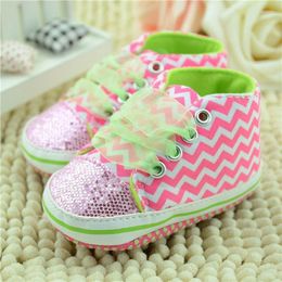 First Walkers Bling Floral Leopard Sequin Infant Soft Sole Fashion Toddler Baby Girls Shoes Walker Cotton Fabric Lace-up Shoe