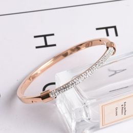 Bangle Tracelets For Women Fashion Titanium Steel Arc Stick Diamond All-match Rose Gold Stainless Open Bracelet Jewelry Gift