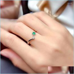 Cluster Rings Cluster Rings Style Womens Ring 925 Sier Inlaid High Quality Natural Emerald Simple Atmosphere Drop Delivery 2022 Jewel Dhmsw