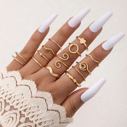 New Trendy Heart Joint Ring Sets Charms Hollow Geoemtry Simple Style Wedding Ring for Women 13pcs/sets