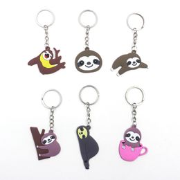 Cute Sloth Keychain PVC Cartoon Keychain Pendant Car Fashion Accessories Keyring Key Chain 6 Styles