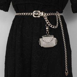 Belts Fashion Ladies Punk Dress Decorated Rhinestone Mini Pouch Pendant Waist Bag Waist Chain Belts for Women Luxury Designer Brand T221028