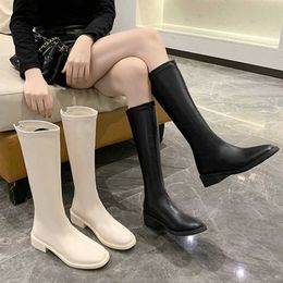 Boots Women's Knee High Soft PU Women Long Slip On Woman Boot Thick Platform Leather Female Shoes Autumn Winter 2022 Y2210