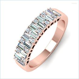 Wedding Rings Wedding Rings Elegant Finger For Women Rose Gold Colour Engagement Ring Female Fl Cubic Zirconia Fashion Jewellery Anelwe Dhlai