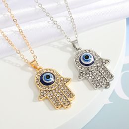 Evil Eye Hand Hamsa Necklace For Women Men Gift Vintage Round Turkish Lucky Blue Eye Choker Jewellery