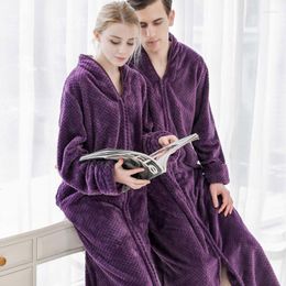 Men's Sleepwear Women Winter Extra Long Thick Warm Bath Robe Plus Size Zipper Flannel Peignoir Pregnant Bathrobe Men Coral Fleece Robes