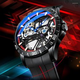 Wristwatches AILANG Watch Special Design Transparent Skeleton Watches Sport Male Waterproof Automatic Mechanical Mens Clock 2022