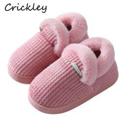 Slipper Winter Kids Slippers Coral Velvet Plush Indoor Floor Shoes for Boys Girls Solid Warm Comfortable Non Slip Children 221028