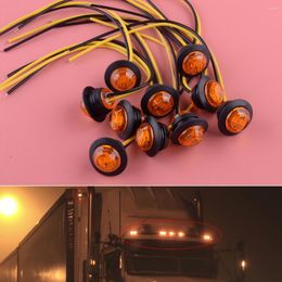All Terrain Wheels Universal 10pcs/Set 12V 3/4" 3 LED Amber Small Round Side Marker Indicator Lights Button Lamps For Cars Trucks
