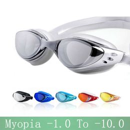 goggles Myopia Swimming glasses -1.0-10 Waterproof Anti-Fog arena Prescription swim eyewear water Sile Big diving Men Women L221028