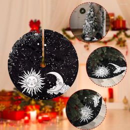 Christmas Decorations Tree Skirt Decoration Props Xmas Pad Atmosphere Ornament Sun Moon Pattern Printing For Living Room Bedroom Garden