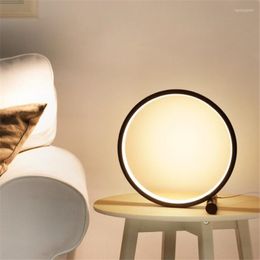 Table Lamps 15CM LED Lamp Bedroom Circular Desk For Living Room Black/White Dimmable Bedside Round Night Light Decoration
