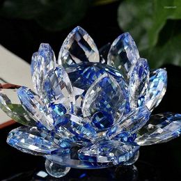 Decorative Figurines Crystal Lotus Glass Figure Paperweight Ornament Feng Shui Decor Collection 60mm Gifts Souvenir